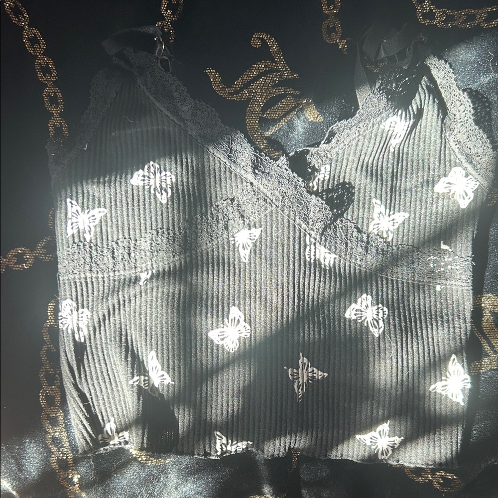 Divided Black and White Butterfly Camisole